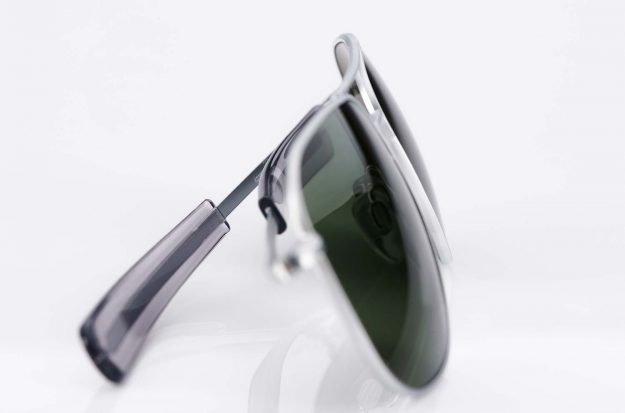 AO – American Optical – silberne Piloten Sonnenbrille mit grünen Gläsern – Original Retro - Flight – Aviator - KITSCHENBERG Brillen