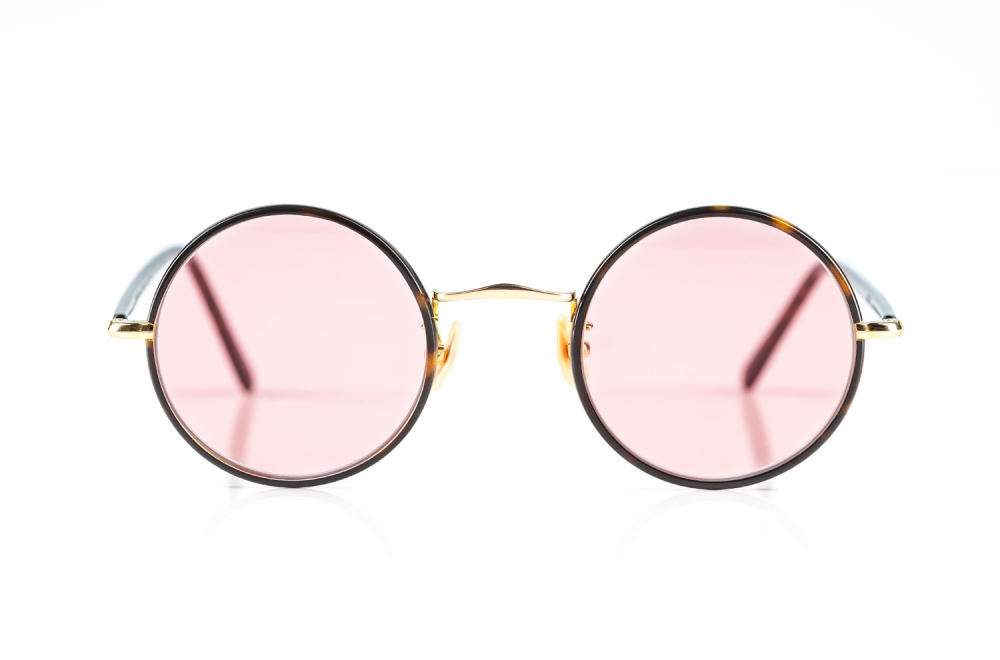 Ducloux – Ronde – O-W105 – Pink-Rose-Sun – Sonnenbrille – runde Brille aus Metall mit braunem Windsorring – made in France – rosefarbige Gläser – KITSCHENBERG Brillen