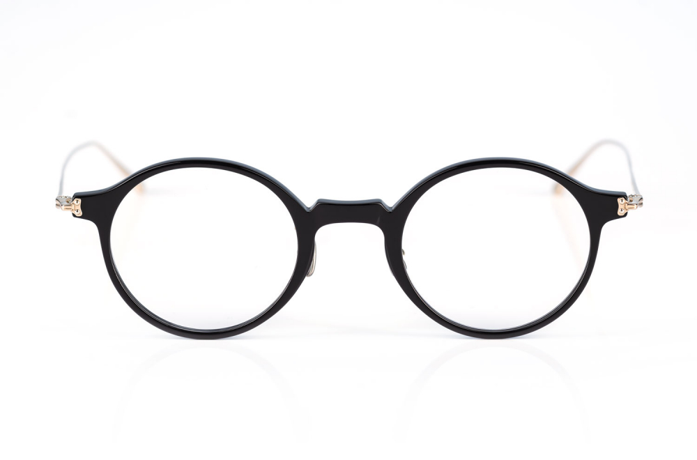 Eyevan – 419 – 100900 – runde Acetatbrille schwarz mit silbernen Metallbügeln – made in Japan – KITSCHENBERG Brillen
