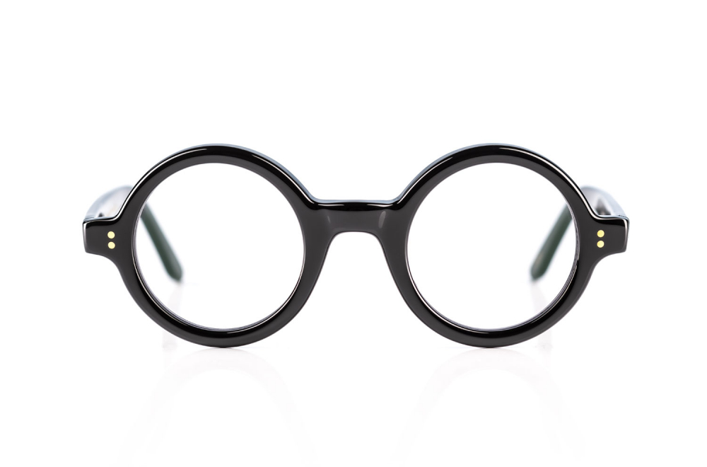 Mapleton – 1928 – C01 – runde glänzendschwarze Brille aus hochwertigem Acetat und genieteten Gelenken – made in Germany