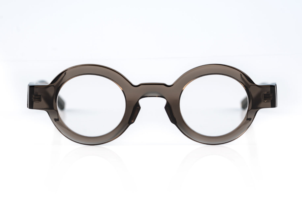 Oscar Magnuson – Herta – OM6 – kleine dicke runde Acetatbrille in grautransparent – KITSCHENBERG Brillen