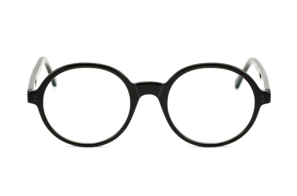 Große runde Brille von Lazare Studio – Model Tebet - Back in Black – warmes schwarz – klassische Acetat Brille – Kitschenberg